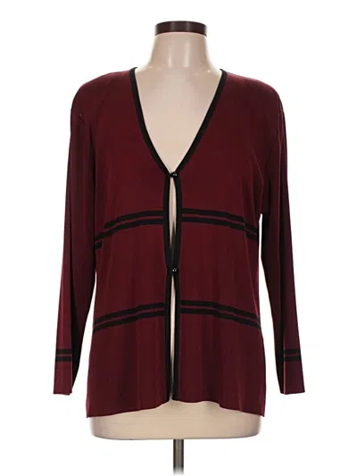 Pre-owned Misook Long Sleeve Blouse In Burgundy