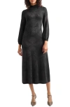 Misook A-line Jacquard Knit Midi Dress In Black