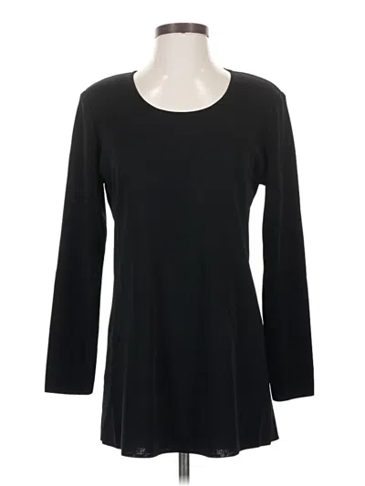 Pre-owned Misook Long Sleeve Top Black Boatneck Tops