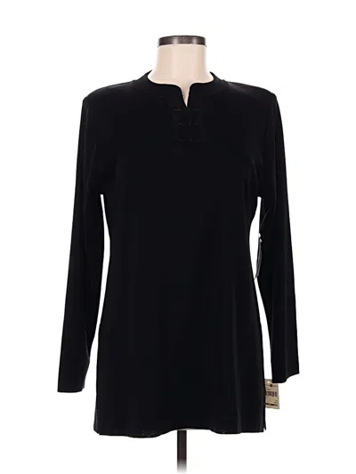 Misook Long Sleeve Top Black Mock Neckline Tops