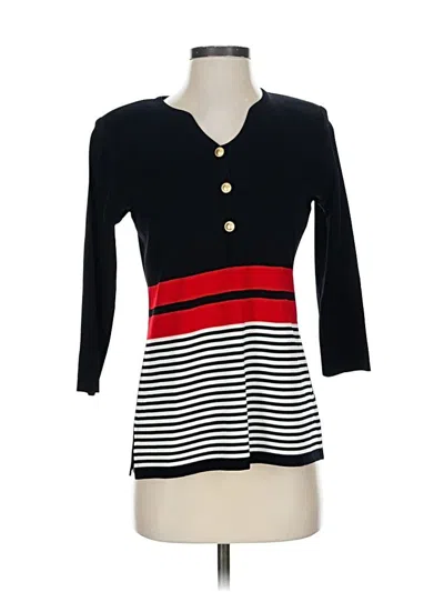 Pre-owned Misook Long Sleeve Top Black Scoop Neck Tops