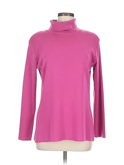 Pre-owned Misook Long Sleeve Top Pink Turtleneck Tops