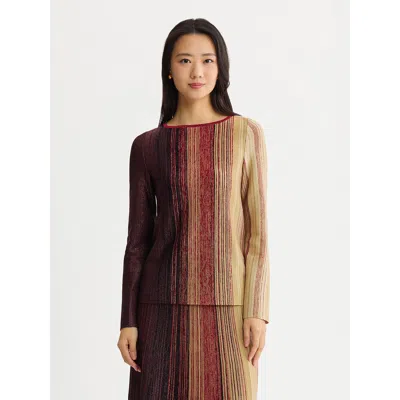 Misook Lurex Knit Tunic In Scarlet Red/mahogany