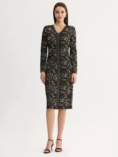 Misook Lurex Soft Knit Sheath Dress In Black