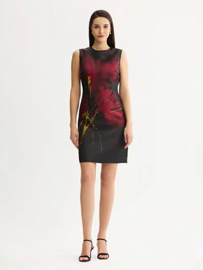 Misook Lurex Woven Jacquard Sheath Dress In Black