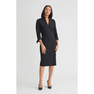 Misook Luxestretch Ponte Tie Sleeve Sheath Dress In Black