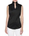 Misook Sleeveless Stretch-cotton Blouse In Black