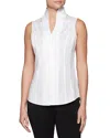 Misook Mandarin Collar Shell Top In White