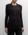 Misook Inverted Notch Collar Tailored Knit Jacket In Black