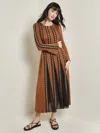 Misook Crochet-trim Knit Godet Midi Dress In Multi
