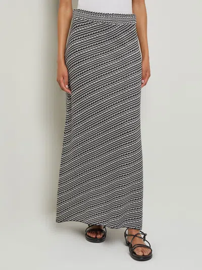 Misook Geometric Striped A-line Maxi Skirt In Grey