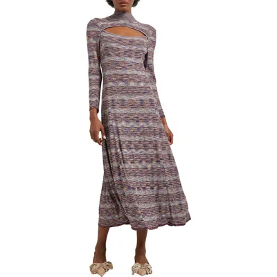Misook Melangé Long Sleeve Midi Sweater Dress In Gray