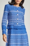Misook Mélange Tweed Knit Jacket In Blue