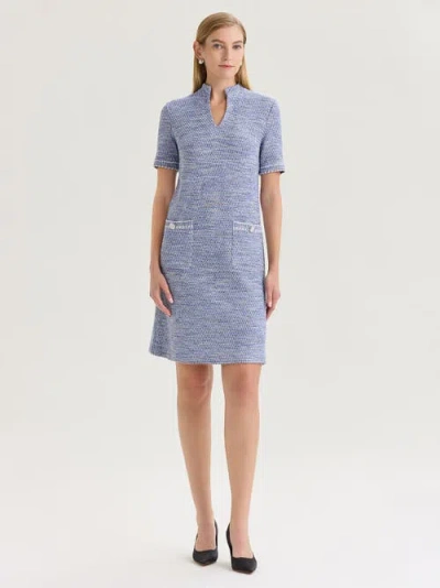 Misook Melange Tweed Knit Shift Dress In Blue