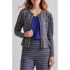 Misook Metallic Tweed Peplum Jacket In Starry Night Blue