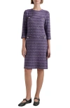 Misook Metallic Accent Tweed Knit Shift Dress In Plum Royale/black/new Ivory