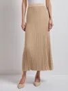 Misook Midi A-line Soft Ribbed Knit Skirt In Beige