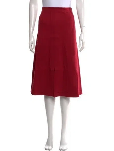 Pre-owned Misook Midi Length Skirt W/ Tags In Burgundy
