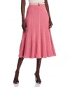Misook Flared Ribbed Soft Knit Midi Skirt In Pink
