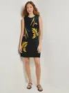 Misook Sleeveless Embroidered Knit Mini Dress In Multi