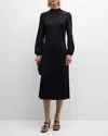 Misook A-line Jacquard Knit Midi Dress In Black