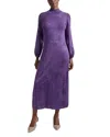 Misook Mock-neck Burnout Knit Midi Dress In Plum Royal