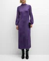 Misook Mock-neck Burnout Knit Midi Dress In Plum Royale