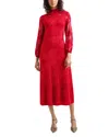Misook A-line Jacquard Knit Midi Dress In Rouge
