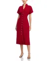 Misook Mock Neck Button Front Midi Dress