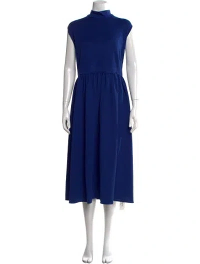 Pre-owned Misook Mock Neck Long Dress W/ Tags In Blue