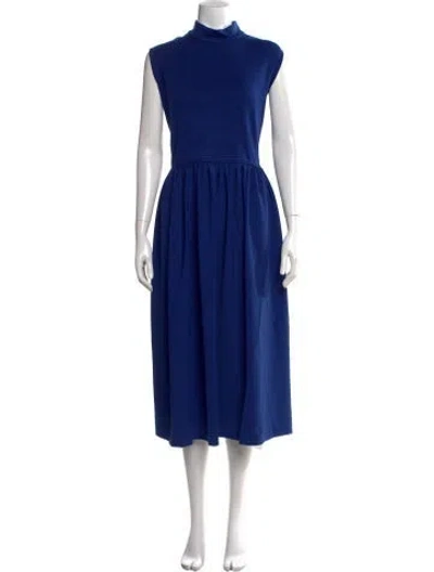 Pre-owned Misook Mock Neck Long Dress W/ Tags In Blue