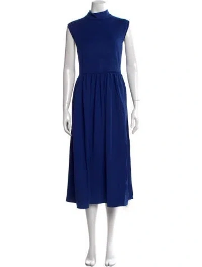 Pre-owned Misook Mock Neck Midi Length Dress W/ Tags In Blue