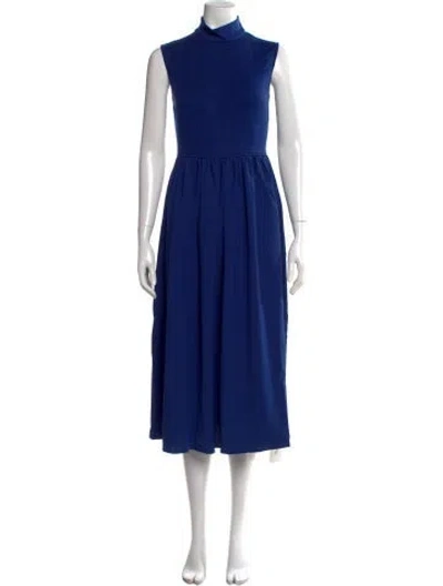 Pre-owned Misook Mock Neck Midi Length Dress W/ Tags In Blue