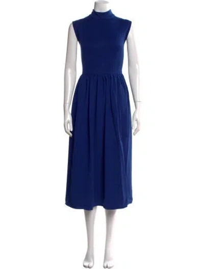 Pre-owned Misook Mock Neck Midi Length Dress W/ Tags In Blue