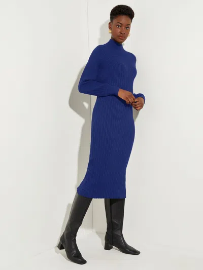 Misook Mock Neck Soft Cable Knit Sweater Dress In Multi