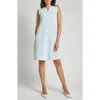Misook Modern Fit A-line Knit Dress In Aquatic/white