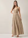 Misook Modern Fit-and-flare Lurex Striped Knit Maxi Dress In Multi