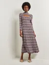 Misook Modern Fit-and-flare Melange Knit Cutout Midi Dress In Multi