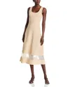 Misook Modern-fit Sheer Inset Knit Midi Dress In Biscotti