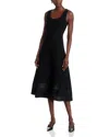 Misook Modern-fit Sheer Inset Knit Midi Dress In Black