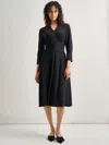 Misook Modern Fit-and-flare Sparkle Stretch Woven Midi Dress In Black