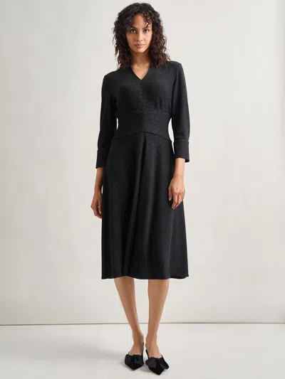 Misook Modern Fit-and-flare Sparkle Stretch Woven Midi Dress In Black