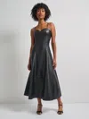 Misook Modern Fit-and-flare Vegan Leather Princess Seam Maxi Dress In Black