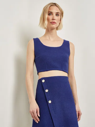 Misook Modern Fit Boucle Knit Cropped Tank Top In Multi