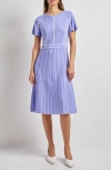 Misook Modern Fit Contrast Stripe A-line Dress In Purple