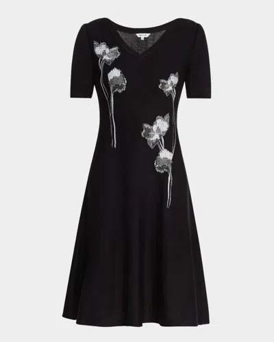 MISOOK MODERN-FIT EMBROIDERED KNIT DRESS