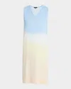 Misook Modern Fit Landscape Pattern Soft Knit Dress In Arctic/butterfield/biscotti/white