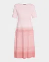 Misook A Line Ombre Midi Dress In Soft Blush/honey Suckle/white