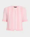 Misook Modern Fit Scalloped-trim Knit Jacket In Soft Blush/white