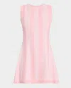Misook Modern Fit Scalloped-trim Knit Mini Dress In Soft Blush/white